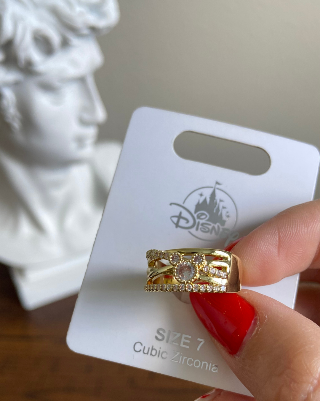 Anillo Mickey Mouse dorado + circonias blancas