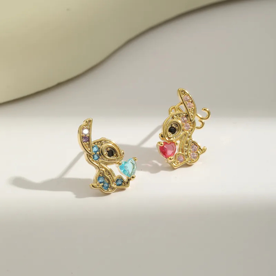 Aretes Stitch & Angel (no colgantes)