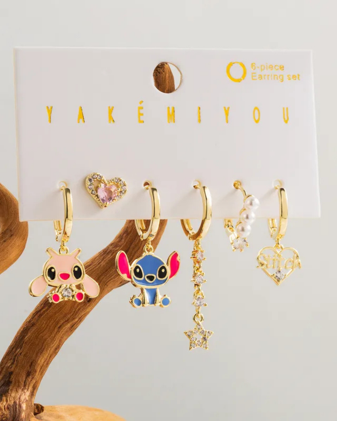 Aretes Stitch Colgantes 6 pack (Angel, Stitch y 4 diferentes)