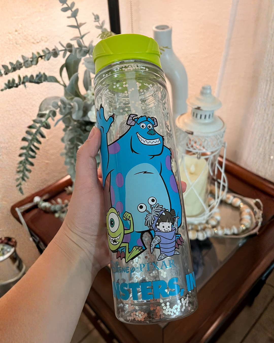 Botella Monster Inc con escarcha