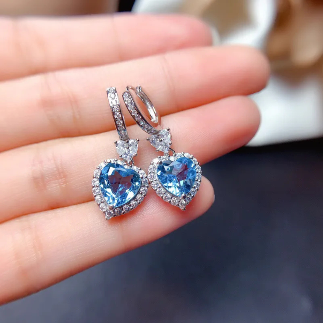 Pendientes corazón azul inspirado en Cenicienta