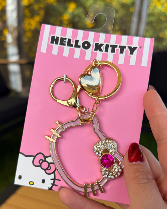 Llavero Hello Kitty con corazón dorado