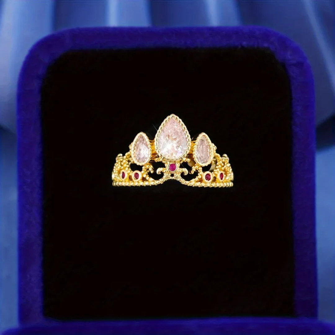 Anillo ajustable corona rosada Rapunzel