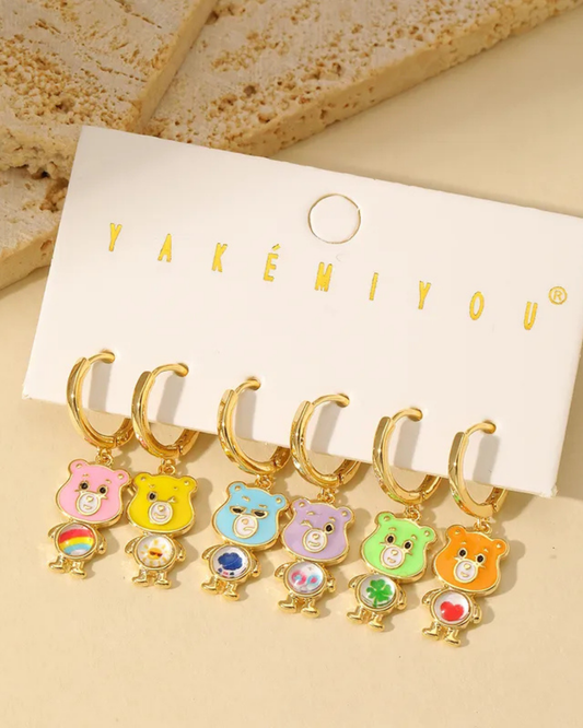 Aretes Ositos Cariñosos Colgantes 6 pack