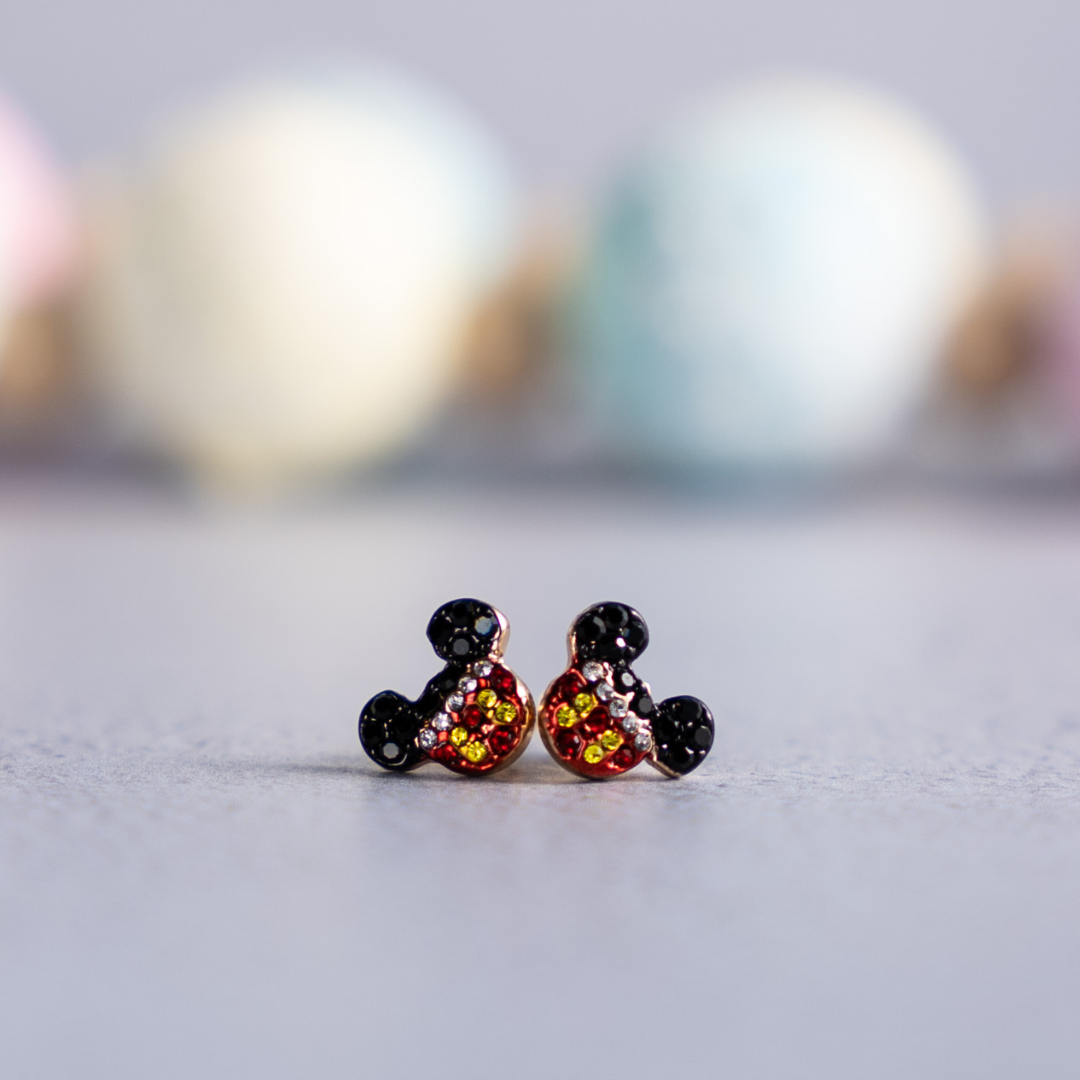 Aretes Mickey Rojo, negro y dorado