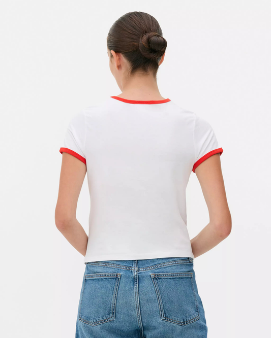 Blusa blaca con cuello rojo Hellfire Club