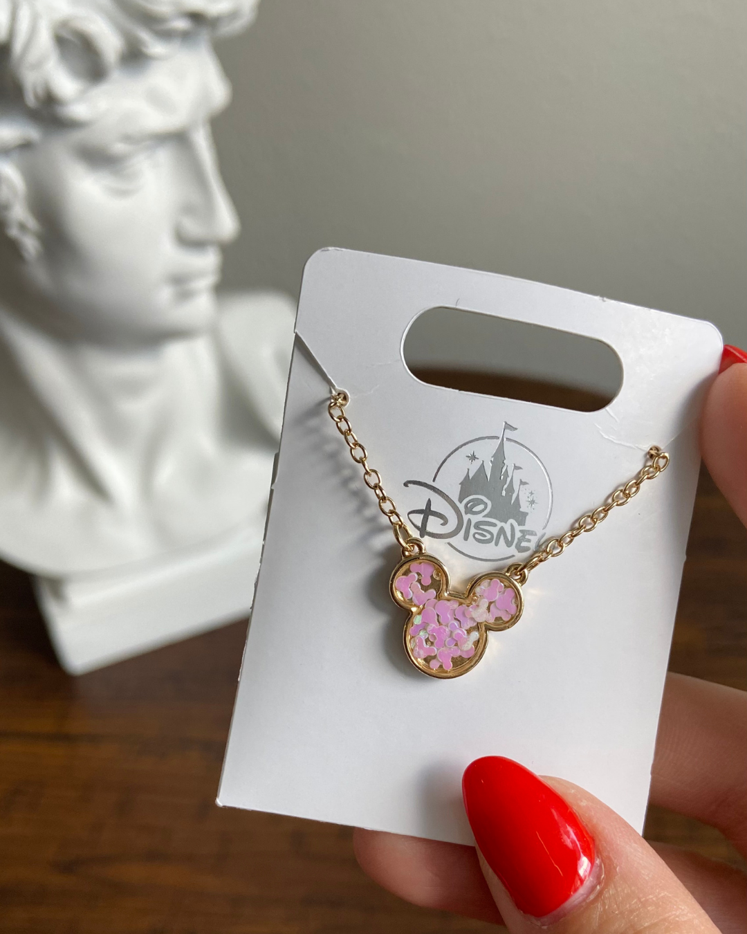 Collar Dorado Mickey Mouse con Glitter Rosa por dentro