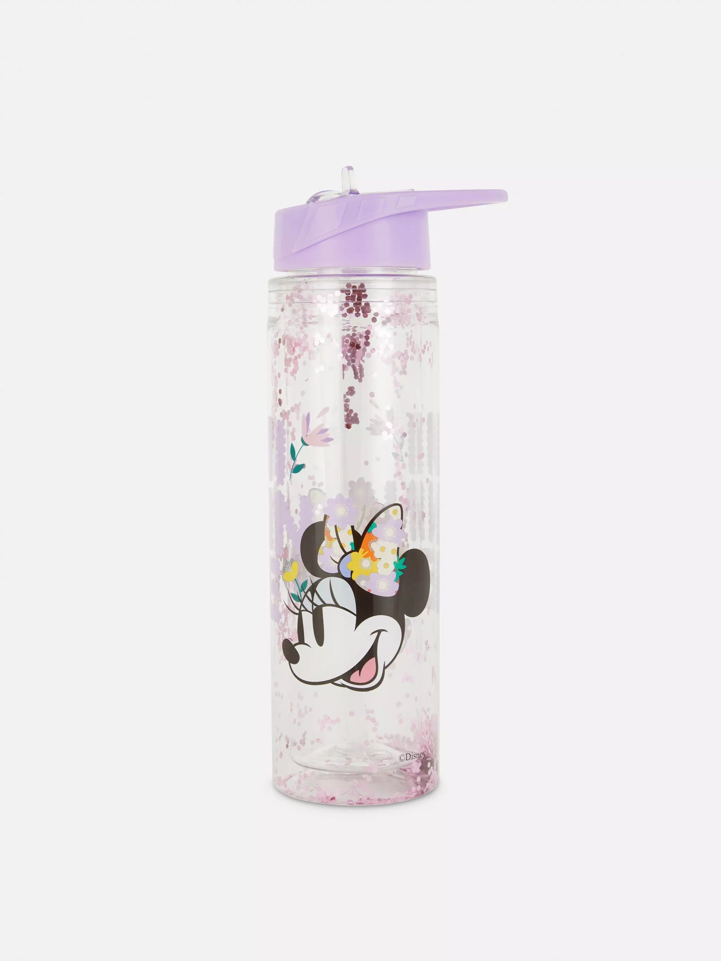 Botella Plástico Minnie Mouse con Glitter Rosa 